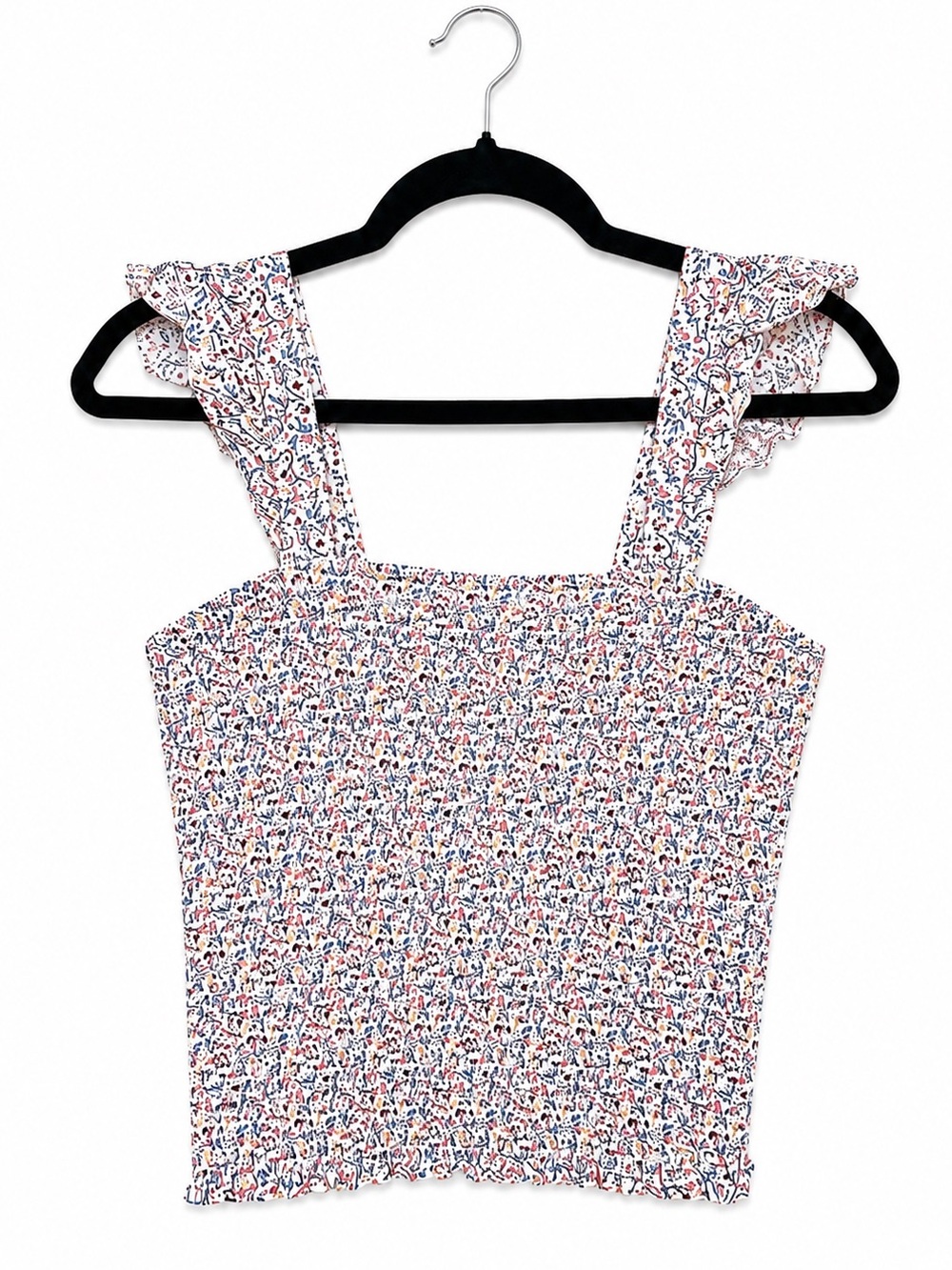 Old Navy Floral Smocked Ruffle Strap Tank Top | Cottagecore Summer Size Medium